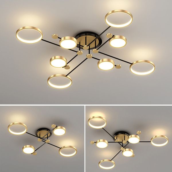 Pendentif LED LED nordique lampe or noir suspendu lustre plafonnier plafond gronde