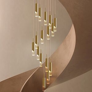 Suspension led postmoderne simple nordique bar restaurant chambre lampe de chevet duplex escalier long lustre