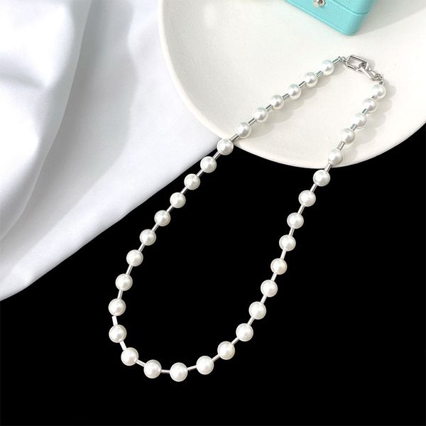 Collier pendentif plaqué or 18 carats perles élégantes lettre colliers de mariage cadeau usine en gros avec sac à poussière gratuit