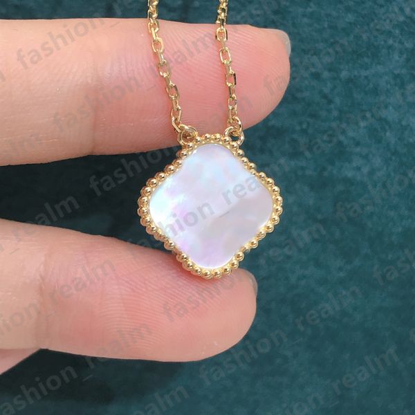 Collana con ciondolo 4/quattro quadrifogli Collane Gioielli firmati Bracciale da donna Orecchini a bottone Oro 18 carati Conchiglia di agata Madreperla Ciondoli neri Catena a maglie in oro bianco