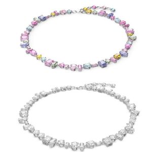 Hangende kettingontwerper Dames Kwaliteit Paar kettingen stromende licht kleurrijk snoep kettingelement kristal regenboog witte kraagketen voor vrouwen