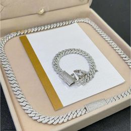 Hanger ketting fijne sieraden door diamanttester Iced Miami ketting 925 sterling zilver 14 mm Cubaanse ketting