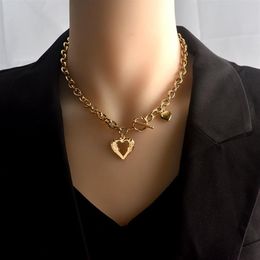 Collier pendentif Bijoux en or chaîne de la clavicule en acier inoxydable Amour Heart Golden Silver Chokers Link Women Girl Girl Adjustable Bracele255W