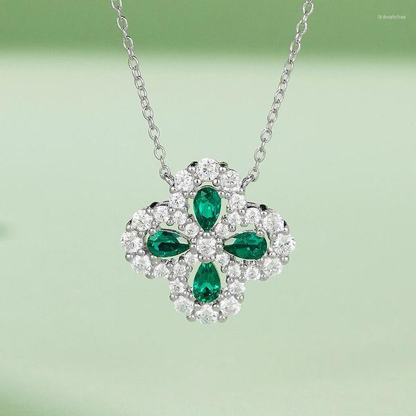 Collares pendientes 1.0CT Lab Growth Esmeralda Collar Chapado en oro Moissanite Jewelry 925 Sterling Silver Green Jewelry