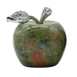 Pendentif Colliers 1.2 pouces à la main Craved Unakite Apple Artisanat Statue Figurines Maison Salon Chambre Décoration Cadeaux