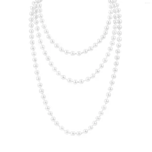 Pendentif Colliers 1 5M Collier de perles longues pour la décoration de fête de mariage (blanc)