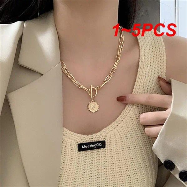 Collares colgantes 1-5 unids collar de monedas diseño avanzado galvanoplastia accesorios kpop joyería de perlas de moda antigua debe tener