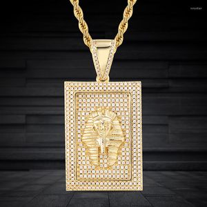 Hanger kettingen 1 hiphop ijskoud bling farao micro pave zirkon charm ketting vintage sieraden mode geschenken voor mannen