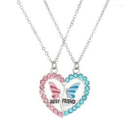 Colliers pendentifs 1 paire magnétique symbolique papillon charme chaîne de la clavicule Love Heart Colvrairies pour amis 124a