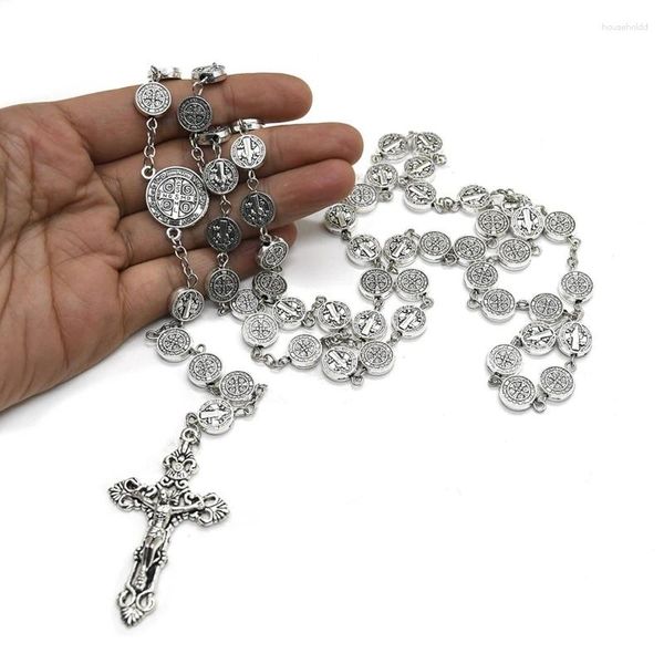 Pendentif Colliers 1 PC Fashion Handmade Round Metal Perle Catholique Rosaire Qualité Croix Collier