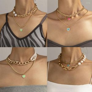 Hangende kettingen 1 pc's eenvoudige creatieve mode eenvoud Pearl Peach Heart ketting sieraden Verjaardagsfeestjes geschenken voor vrienden Wholsale 2023