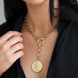Colliers pendants 1 pcs femmes plage classique plage simple portrait géométrique gold couleur clavicule chaîne dame rétro collier bijoux
