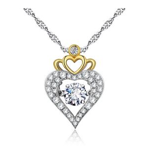 Hangende kettingen 1 stuk hangende kroonvorm watergolf ketting ketting instelling kubieke zirkoniasilver en gouden kleur voor vrouwen