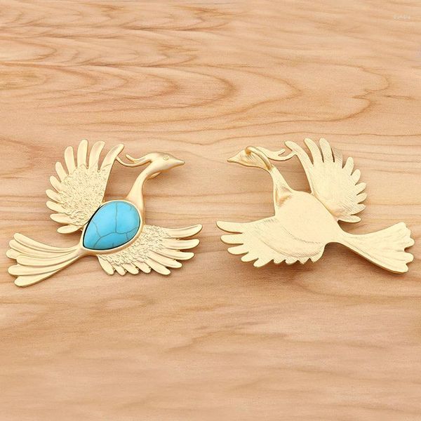 Collares colgantes 1 pieza MaGold Color Large Bird Phoenix Faux Stone Charms Colgantes para collar de bricolaje Accesorios para hacer joyas 80x64 mm