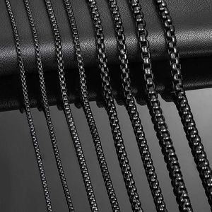 Hanger kettingen 1 stuk van 2 mm/3 mm/4 mm/5 mm zwarte doos ketting klassieke curve ketting roestvrijstalen sieradenq