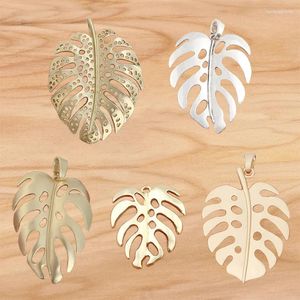 Colliers pendentifs 1 pièce couleur argent/or grande feuille de Monstera feuilles de palmier tropical pendentifs de charmes pour la fabrication de bijoux de collier