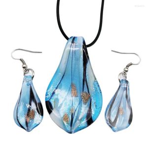 Hanger kettingen 1 set charmante blauw lampwerk glas murano bead oorbellen bruiloft sieraden voor accessoires feest liefdes cadeau