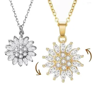 Pendentif Colliers 1 Set Cristal Soulagement Anxiété Tournesol Fidget Spinning Tournant Collier Pour Femmes Soirée Rencontres Bijoux De Mode