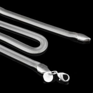 Hangende kettingen 1 streng verzilverde koperen metalen brede 6 mm platte slangenketting ketting 16-24 inch voor sieraden S24527664NQ2