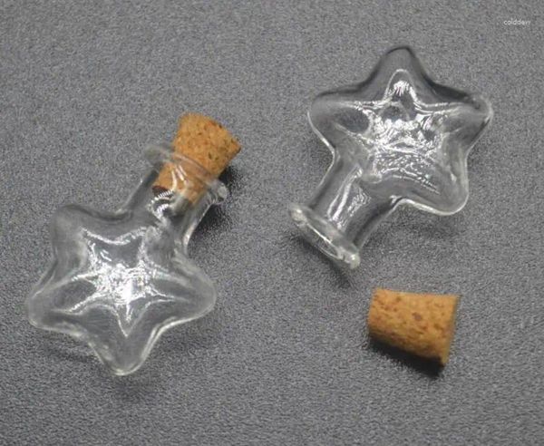 Colliers de pendentif 10 bouteilles en verre en forme d'étoile à cinq points avec des bouchons peut être transformée en conteneur à la main souhaitant