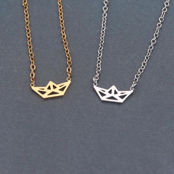 Pendentif Colliers 10 PCS Mode Origami Thème Nautique Bijoux Collier Géométrique Bateau Amoureux De La Mer En Gros