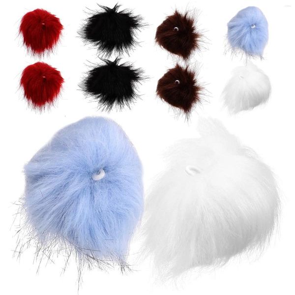 Pendentif Colliers 10 pcs Pompons Chapeau Fluffy Fausse Fourrure Artisanat Artificiel Accessoires Détachables Vêtements Décoration Noir