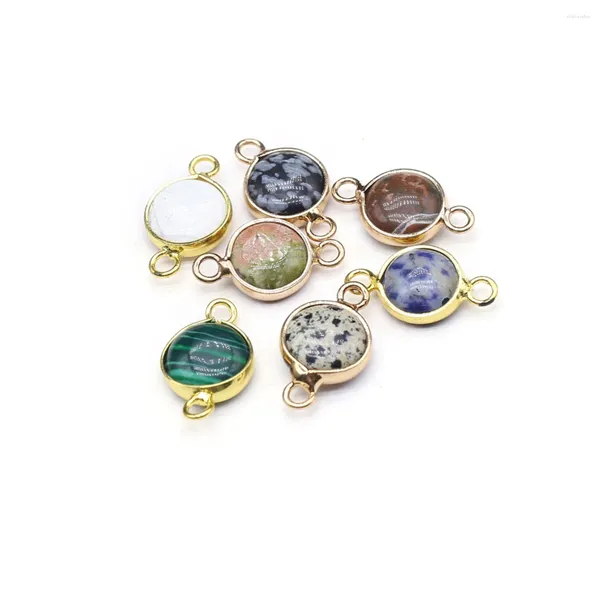 Colliers de pendentif 10 pcs Round Forme Random Healing Natural Crystal Stone Connecteurs Agate Charmes pour faire du collier de bijoux Collier Gift