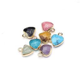 Pendentif Colliers 10 pcs Petit coeur forme facettes guérison cristal pierre pendentifs agate charmes pour faire des bijoux collier cadeau