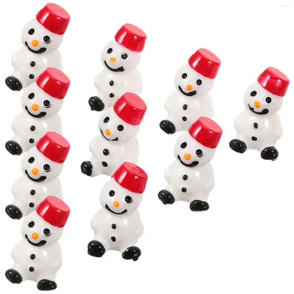 Collares colgantes 10 PC Figuras Pequeñas Decoración Accesorios de hadas de Navidad Decoraciones de plástico mini bandejas de muñeco de nieve decorativa