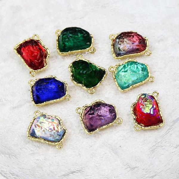 Colliers pendants 10 pièces en verre multi-couleurs géométriques à la fois collier latéral chaîne de bijoux classiques cadeau de fête à la mode 60433