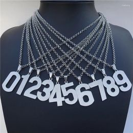Colliers pendentifs 10 pièces en acier inoxydable chiffres numérotés collier numéro arabe charme 1 2 3 4 5 6 7 8 9 0 numéros de clé de chambre bijoux