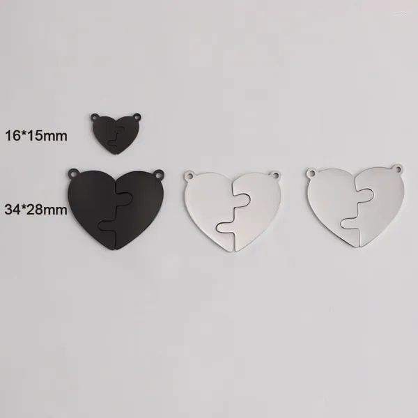 Collares colgantes 10 juegos por lote 2 piezas Cabello de acero inoxidable de corazón en blanco Corazón de acero inoxidable Collar Hacer accesorios