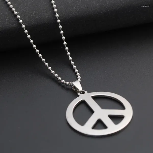 Pendentif Colliers 10 Acier inoxydable Creux Anti-Guerre Logo Collier Géométrique Rond Signe De Paix GD Symbole Titane Bijoux