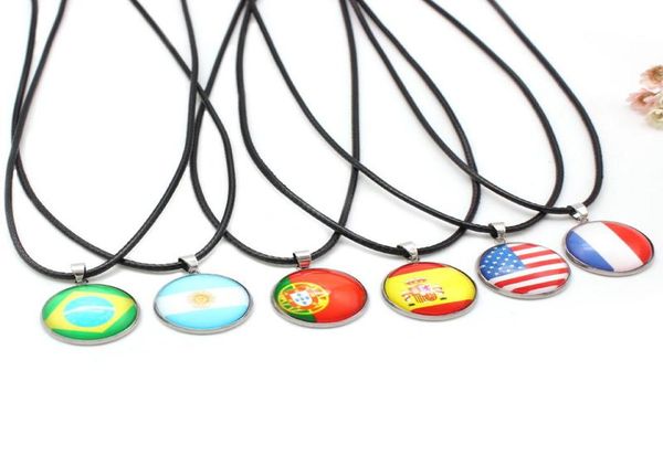 Colliers de pendentif 10 styles Football National Flags Chain Chain Leather Choker For Women Men Soccer Player Jewelry Gift4662822