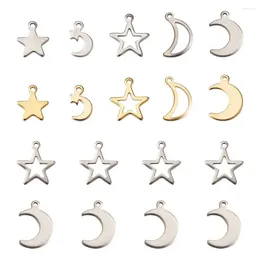 Pendentif Colliers 100-200 pièces en acier inoxydable petite étoile charmes lune pendentifs pour boucles d'oreilles Dangle collier Bracelet bricolage fabrication de bijoux