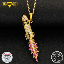 Colliers pendentifs 100 925 Perak Murni Kalung Liontin Rudal Api untuk Wanita Pria Perhiasan Hip Hop Kualitas Terbaik Bagus Natal 230517