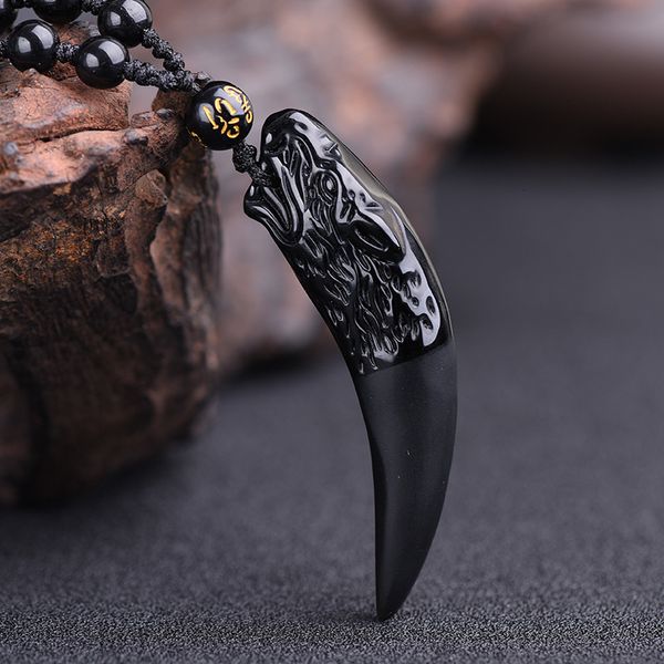 Colliers pendentifs 100% cristal naturel obsidienne pendentif dent de loup dent porte-bonheur amulette et collier punk hyperbole collier porte-bonheur 230719