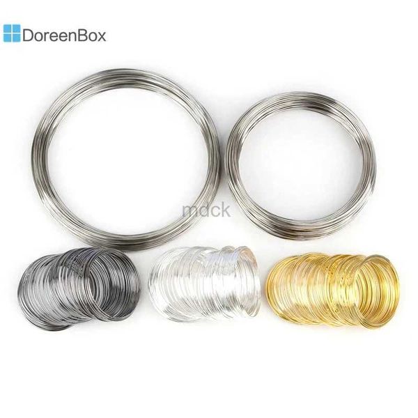 Colliers pendants 100 boucles Doreen Box Memory Per perle en acier fil Couleur or pour le collier de bricolage Bijoux de bracelet fabriquant 140 mm - 50 mm de dia.240419