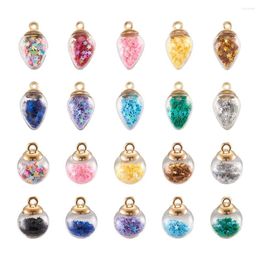 Pendentif Colliers 100pcs Cristal Boule De Verre Goutte Pendentifs Coloré Rond Charmes Avec Étoiles Paillettes Pour Boucle D'oreille Collier Bijoux Artisanat Fabrication