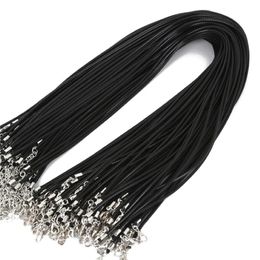 Colliers pendants 100 pcs lot en vrac 1-2 mm en cuir noir en cuir corde de serpent chaîne de câble de corde