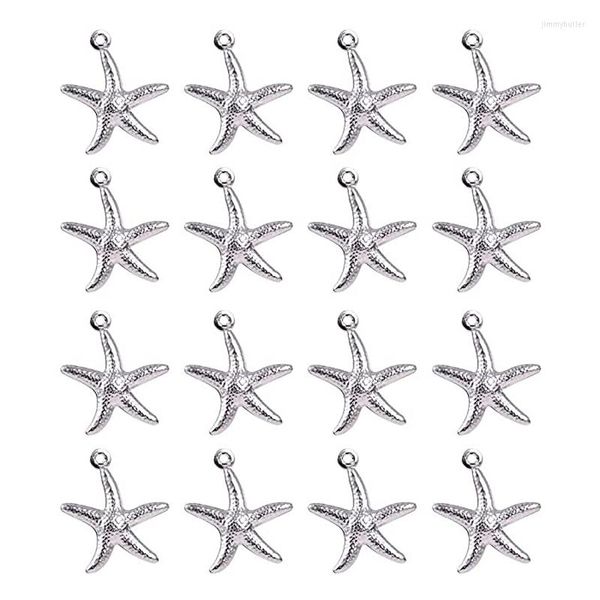 Collares pendientes 100 Uds. Amuletos de estrellas de mar de acero inoxidable, cuentas colgantes de estrellas de mar para el verano, pulsera hawaiana, collar, fabricación de joyas