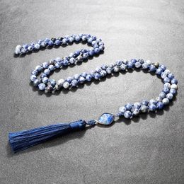 Hangende kettingen 108 Japamala kralen ketting voor vrouwen mannen natuur handgemaakte tibetaanse boeddha rozenkrans kralen zegenen tassel sieraden yoga cadeau