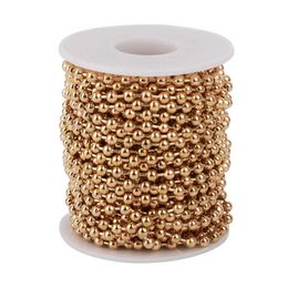 Colliers pendants 10 m / gold couleur perles en acier inoxydable chaînes de balles pour collier de clés de bricolage Biellier fabriquant 1,5 mm 2 mm 2,5 mm 3 mm 4 mm 6 mm 240419