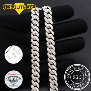 Hangende kettingen 10 mm 925 Sterling zilveren ketting met moissaniet diamanten ketting ijskoud Miami Cuban Link Mens Hip Hop sieraden 221119