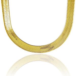 Collares colgantes 10 mm Collar de cadena de espiga plana Joyería de los hombres 18k Oro amarillo lleno Sólido Moda Gargantilla Clavícula 6336U