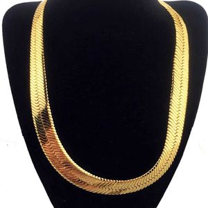 Hangende kettingen 10 mm herenslang lange ketting ketting goud vergulde platte visgraat choker hiphop mannelijke choker colar sieraden geschenken voor hem 36-76 cm t230413