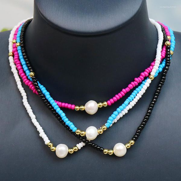 Collares pendientes 10Pc perlas de colores collar de perlas joyería hecha a mano oro personalizado nombre joyería moda 21144