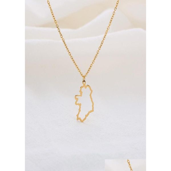 10 pièces contour république d'irlande carte collier Continent Europe pays Dublin pendentif chaîne colliers pour patrie Dhtuz