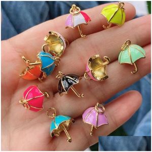 Pendentif Colliers 10 Pcs 2022 Conception Minuscule Plaqué Or Colorf Bonbons Parapluie Goutte D'huile Charmes Collier Pour La Fabrication De Bijoux Livraison Penda Dhspf