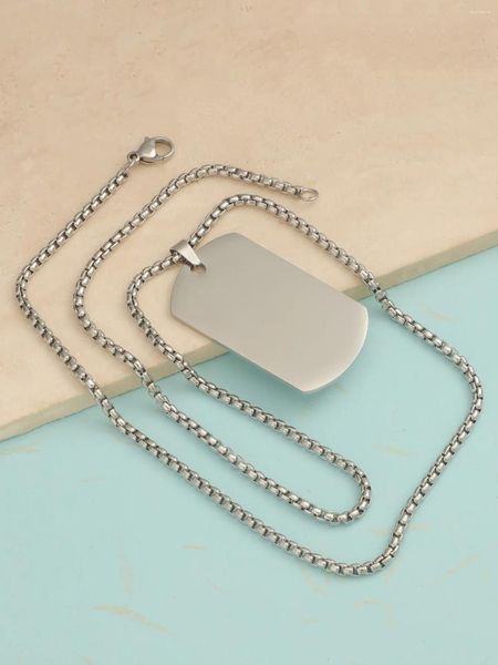 Collares colgantes 10 unids 22 39 mm Collar de etiqueta para hombres Placa de identificación del ejército militar Espejo en blanco Pulido Accesorios de joyería de acero inoxidable